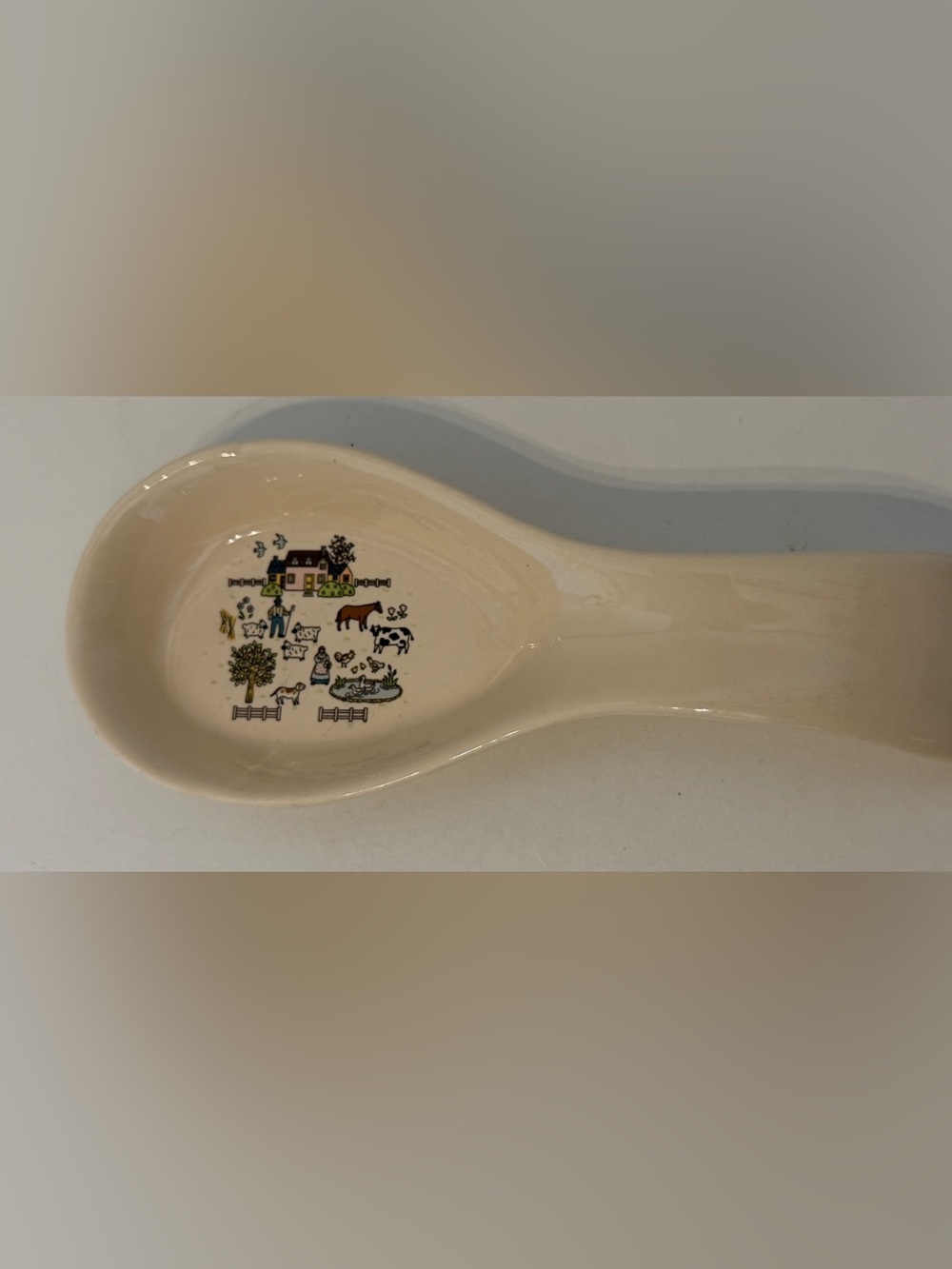 Vtg International China Heartland Ceramic Spoon Rest Country Folk Art Farmhouse